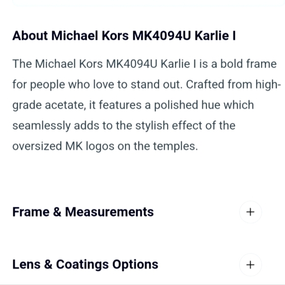 MICHAEL KORS "KARLIE 1" EYEGLASSES FRAME: - Picture 13 of 13